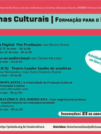 OFICINAS CULTURAIS – FORMAÇÃO PARA O INTERIOR