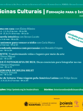 ABERTAS AS INSCRIÇÕES PARA O “BLOCO 1” DAS OFICINAS DE MAIO/2021.
