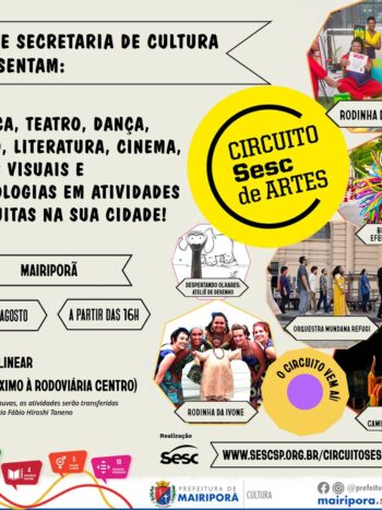 CIRCUITO SESC DE ARTES, SÁBADO DIA 27/08, EM MAIRIPORÃ!