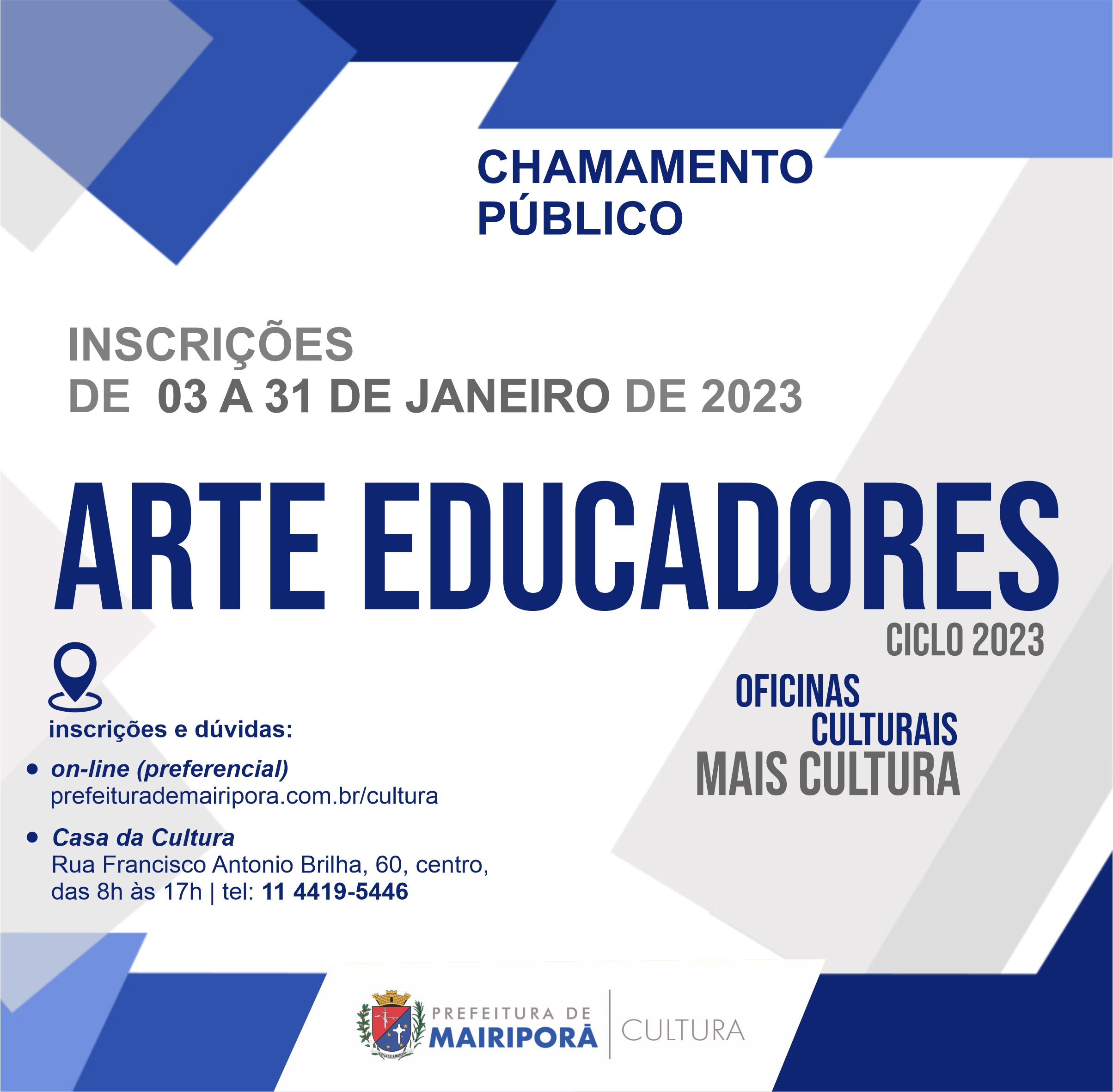 oficinas culturais 2023 - Mairiporã/SP.