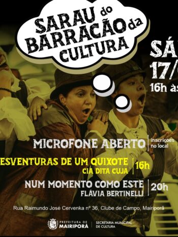 SARAU DO BARRACÃO DA CULTURA – NESTE SÁBADO, 17 DE JUNHO!